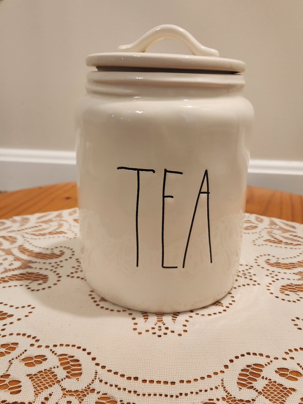 Rae Dunn by Magenta 1st Generation TEA Storage Canister w/ Lid "M" Stamp Dimples
